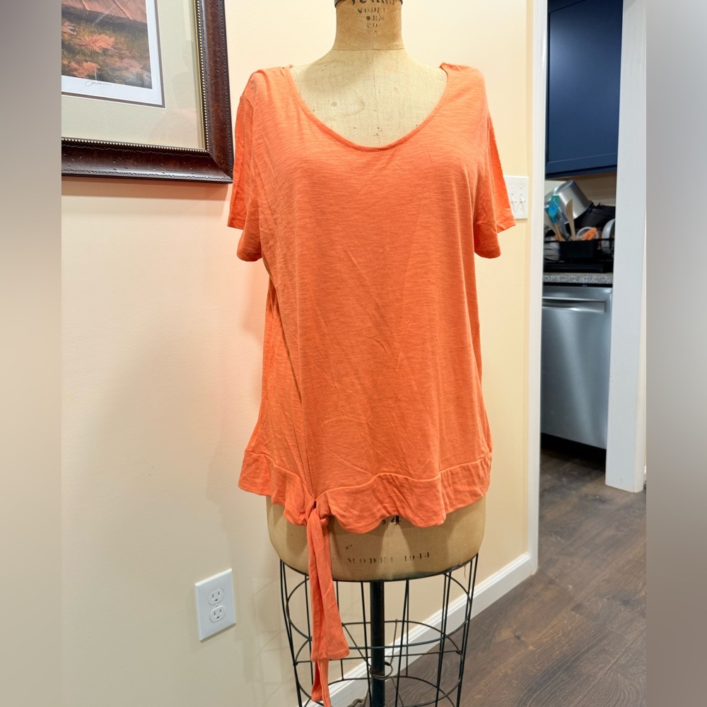 Vibrant Orange Tie-Front Top